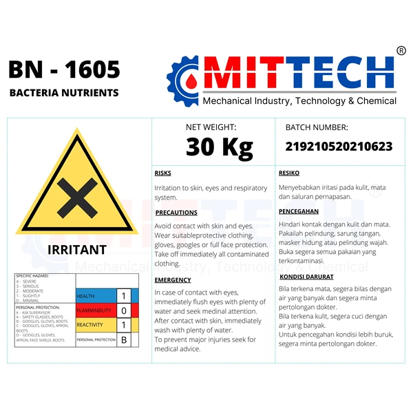 MITTECH BN-1605 AEROBIC BACTERIAL NUTRITION