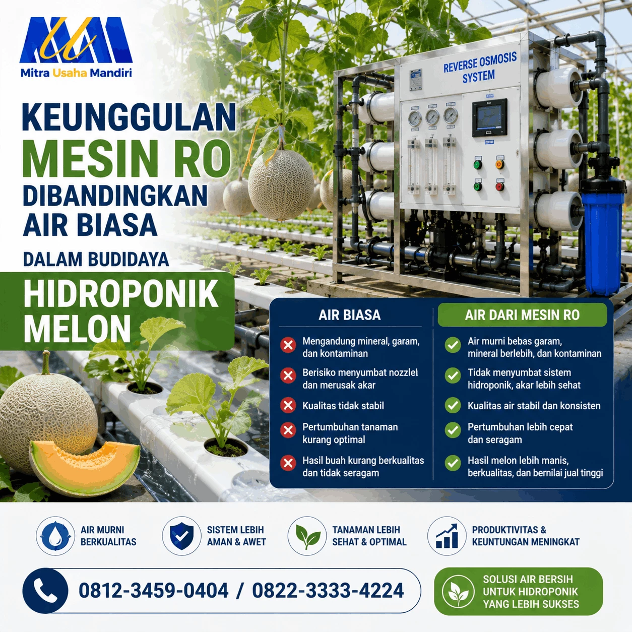 Keunggulan Mesin RO Dibandingkan Air Biasa dalam Budidaya Hidroponik Melon