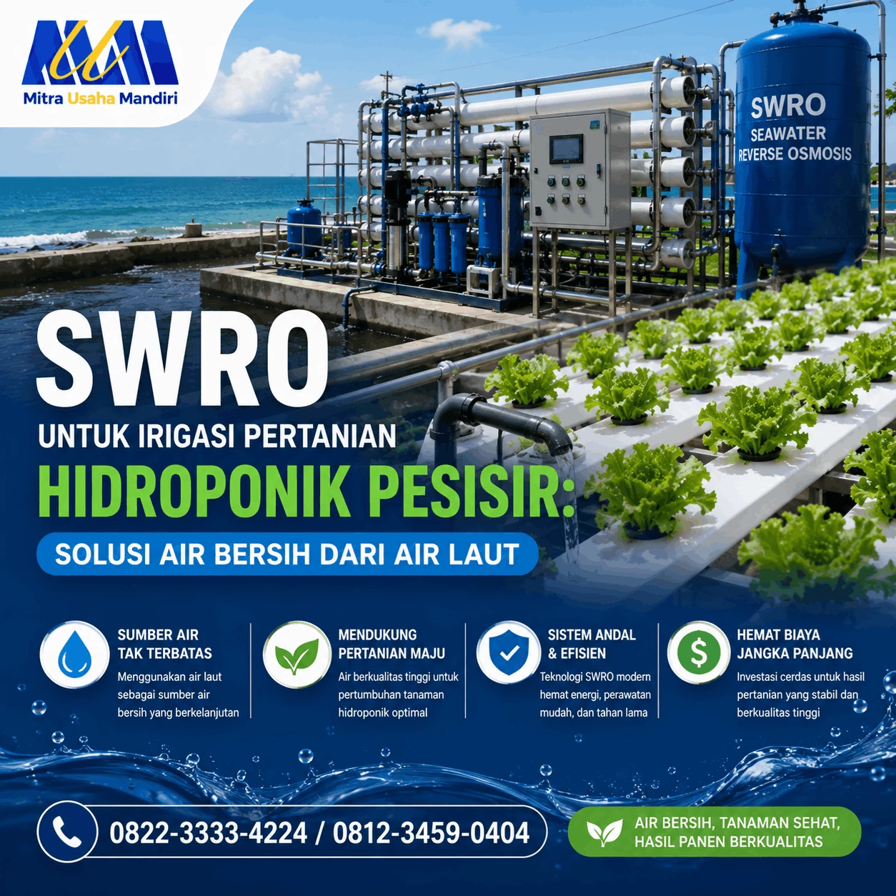 SWRO untuk Irigasi Pertanian Hidroponik Pesisir: Solusi Air Bersih dari Air Laut