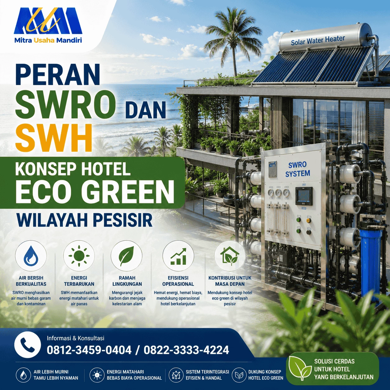 Peran SWRO dan SWH Konsep Hotel Eco Green Wilayah Pesisir